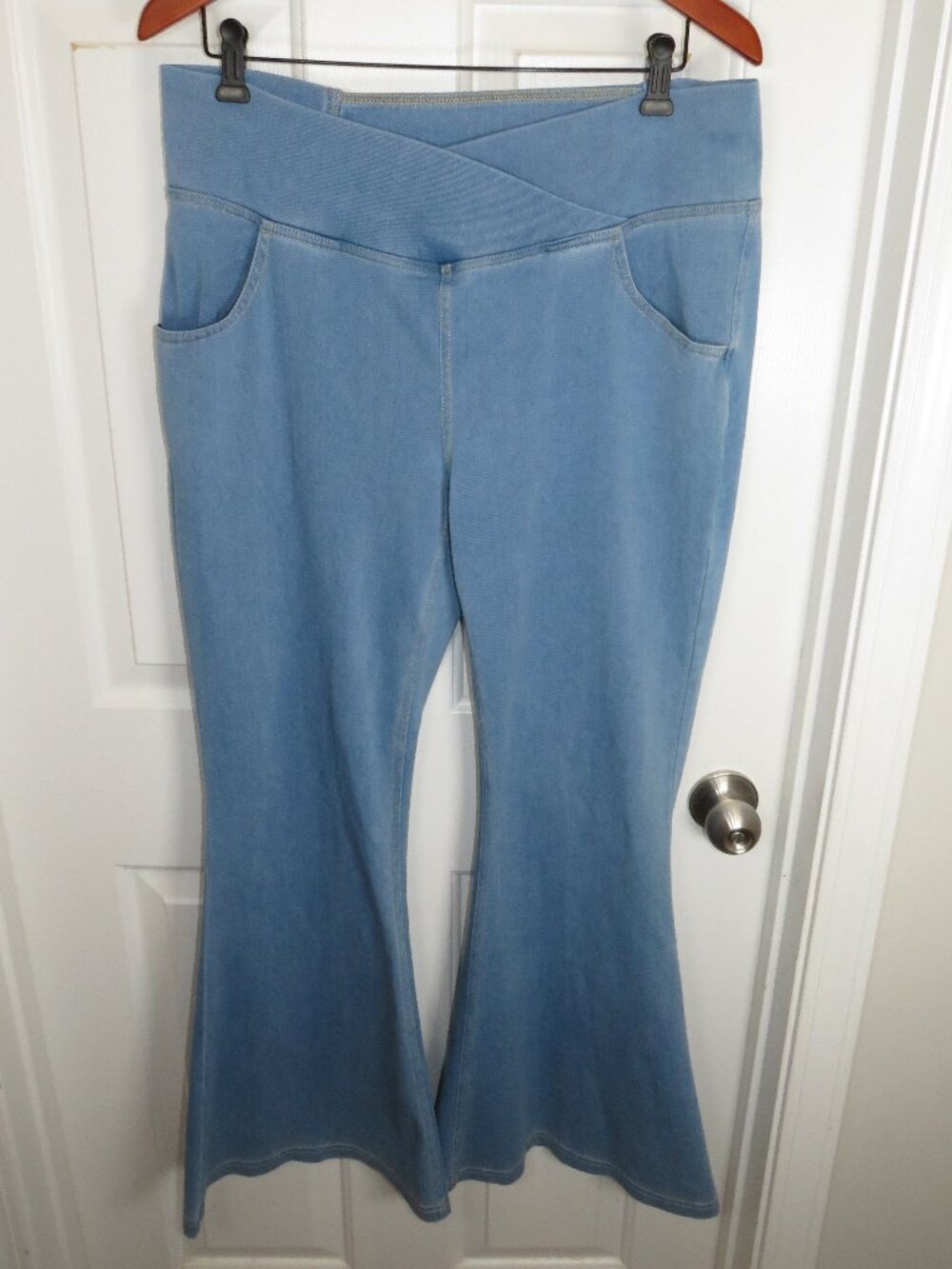 Halara Flex™ High Waisted Crossover Pocket Washed Casual Flare Jeans Size XL